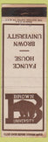 Matchbook Cover - Brown University Faunce House Providence RI WEAR