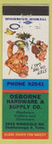 Matchbook Cover - Osborne Hardware Chattanooga TN  Monkey Cook
