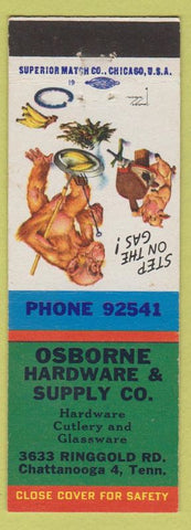 Matchbook Cover - Osborne Hardware Chattanooga TN  Monkey Cook