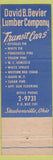 Matchbook Cover - David Bevier Lumber Steubenville OH WEAR