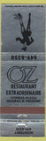 Matchbook Cover - Oz Restaurant Montrey CA girlie