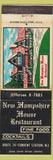 Matchbook Cover - New Hampshire House Restaurant Covent Station NJ