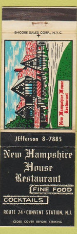 Matchbook Cover - New Hampshire House Restaurant Covent Station NJ
