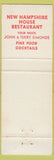 Matchbook Cover - New Hampshire House Restaurant Covent Station NJ