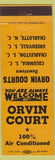 Matchbook Cover - Orvin Court Columbia Charleston Greenville SC Charlotte NC #1