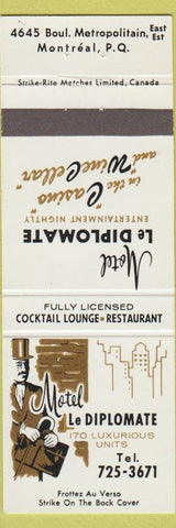 Matchbook Cover - Motel Le Diplomate Montreal QC