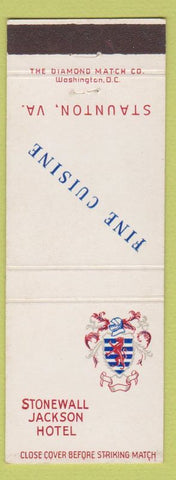 Matchbook Cover - Stonewall Jackson Hotel Staunton VA Fine Cuisine