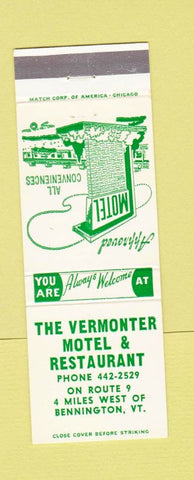 Matchbook Cover - Vermonter Motel Restaurant Bennington VT
