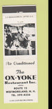 Matchbook Cover - Ox Yoke Restaurant Westmoreland NH
