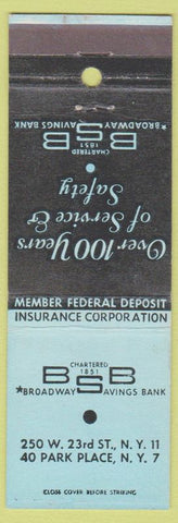 Matchbook Cover - Broadway Savings Bank New York City #3