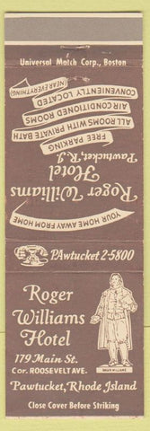 Matchbook Cover - Roger Williams Hotel Pawtucket RI