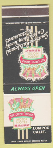 Matchbook Cover - Loops Motor Hotel Restaurant Lompoc CA