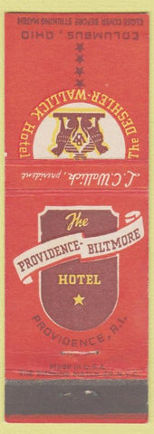 Matchbook Cover - Providence RI Biltmore Deshler Wallick Columbus OH