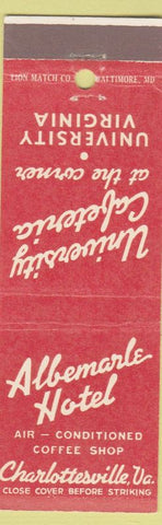 Matchbook Cover - University Cafeteria Albemarle Hotel Charlottesville VA