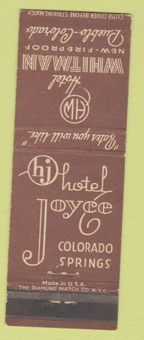 Matchbook Cover - Hotel Whitman Pueblo Colorado Joyce Colorado Springs