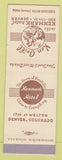 Matchbook Cover - Ken Grill Kenmark Hotel Denver Colorado