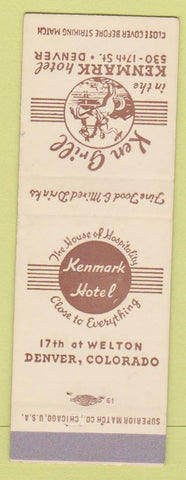 Matchbook Cover - Ken Grill Kenmark Hotel Denver Colorado