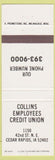Matchbook Cover - Collins Credit Union Cedar Rapids IA