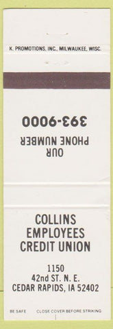 Matchbook Cover - Collins Credit Union Cedar Rapids IA