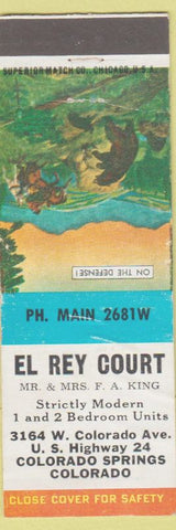 Matchbook Cover - El Rey Court Colorado Springs Motel WEAR