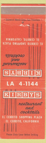 Matchbook Cover - Kirbys Restaurant El Cerrito CA