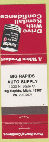 Matchbook Cover - Kendall Oil gas Big Rapids Auto Supply MI