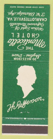 Matchbook Cover - Monticello Hotel Charlottesville VA Thomas Jefferson