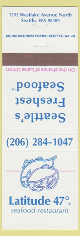Matchbook Cover - Latitude 47 Seattle WA seafood