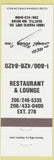 Matchbook Cover - Swept Wing Inn Seattle WA Restaurant
