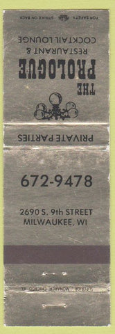 Matchbook Cover - Prologue Restaurant Milwaukee WI WEAR
