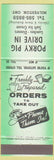 Matchbook Cover - Porky Pig Drive In Milverton ON green