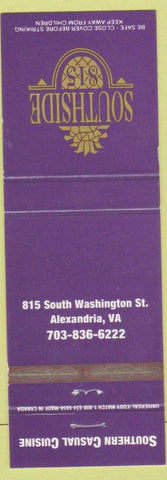 Matchbook Cover - Southside 815 Alexandria VA Restaurant
