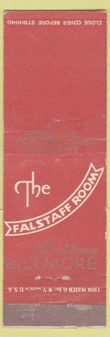 Matchbook Cover - Biltmore Hotel Providence RI Falstaff Room #2