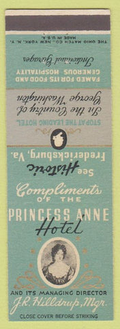 Matchbook Cover - Princess Anne Hotel Fredericksburg VA girlie