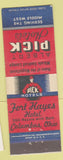 Matchbook Cover - Albert Pick Hotels Fort Hayes Columbus OH