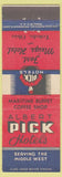 Matchbook Cover - Albert Pick Hotels Fort Meigs Toledo OH