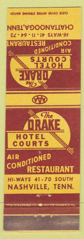 Matchbook Cover - Drake Hotel Courts Chattanooga TN Nashville TN