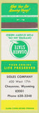 Matchbook Cover - Quaker State oil gas Sidles Cheyenne WY