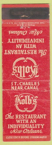 Matchbook Cover - Kolb's Restaurant NEW Orleans LA WORN