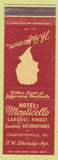 Matchbook Cover - Hotel Monticello Charlottesville VA Thomas Jefferson