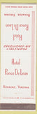 Matchbook Cover - Hotel Ponce De Leon Roanoke VA