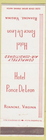 Matchbook Cover - Hotel Ponce De Leon Roanoke VA