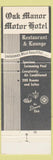 Matchbook Cover - Oak Manor Motor Hotel Baton Rouge LA