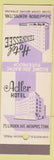 Matchbook Cover - Adler Hotel Memphis TN