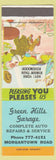 Matchbook Cover - Green Hills Garage Reading? PA hillbilly horseshoes