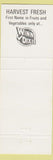 Matchbook Cover - Winn Dixie Grocery Vegetables