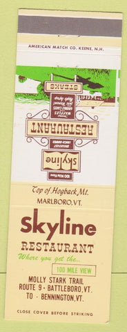 Matchbook Cover - Skyline Restaurant Molly Stark Trail Hogback Mountain VT