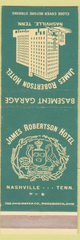Matchbook Cover - James Robertson Hotel Nashville TN