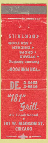 Matchbook Cover - 181 Grill Chicago IL