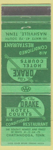 Matchbook Cover - Drake Hotel Nashville TN Chattanooga green